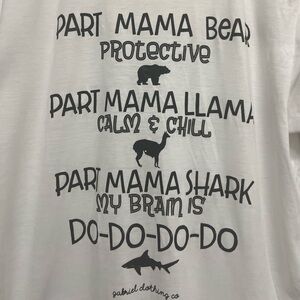 White Graphic Tee - Mama Bear Llama Shark - L
